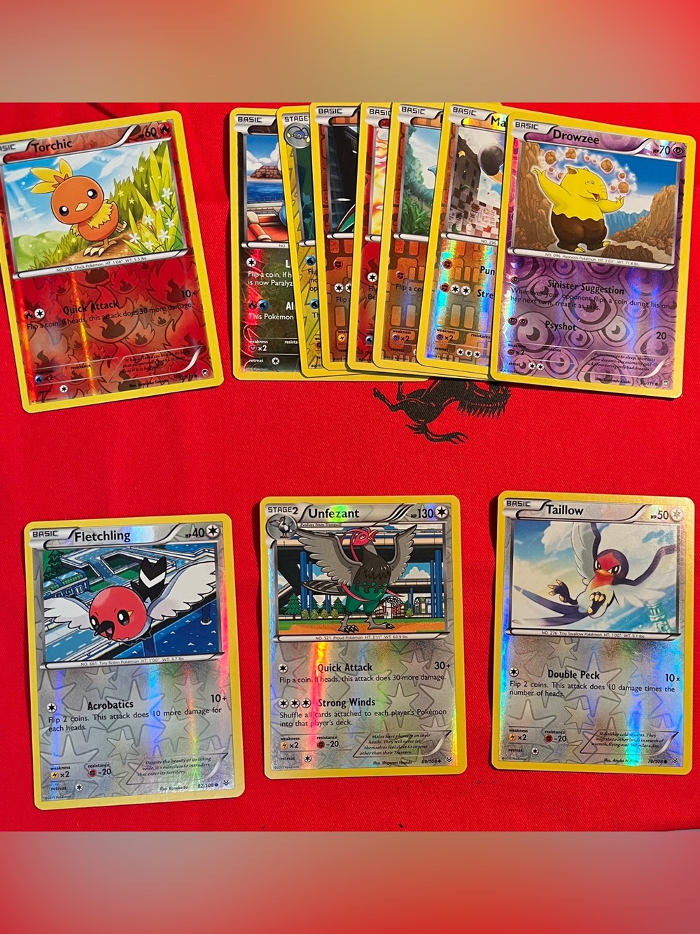 Pokemon Vintage Holofoil Cards — Yellow Borders with Red Background